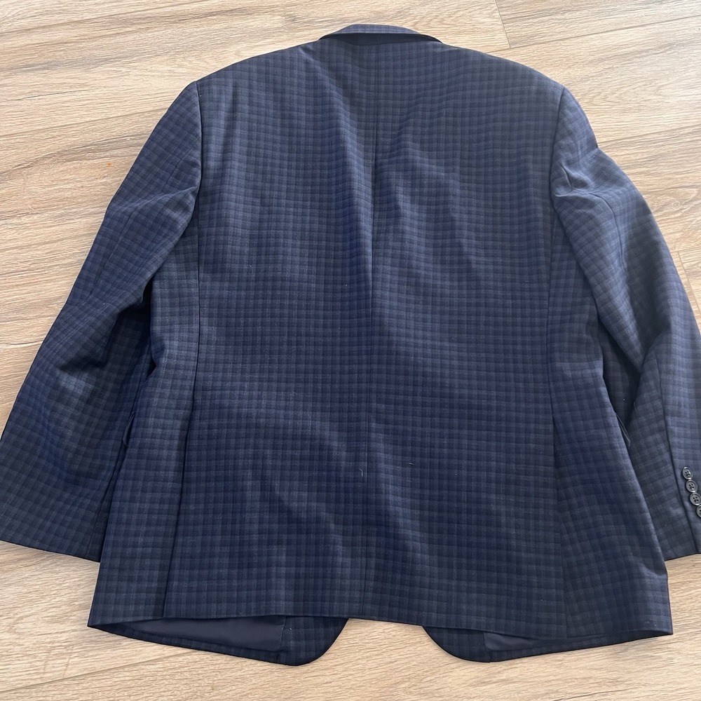 Jos A Bank Traveler Traditional Fit Blazer Suit Coat 46 Blue Plaid Check Stretch - Picture 8 of 12